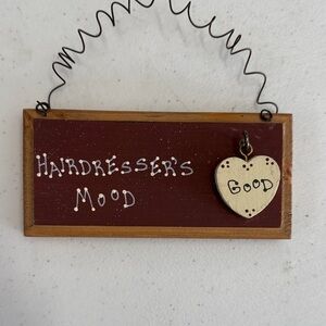 Wooden Hairdresser's Mood Sign with Heart Accent